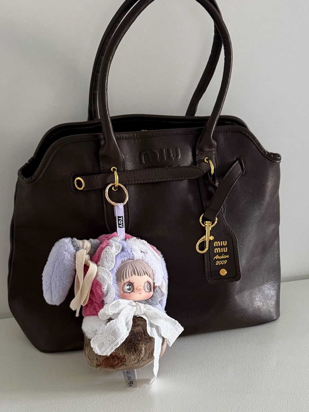 Miu Miu Dark Brown Leather Shoulder Bag with Gold Hardware